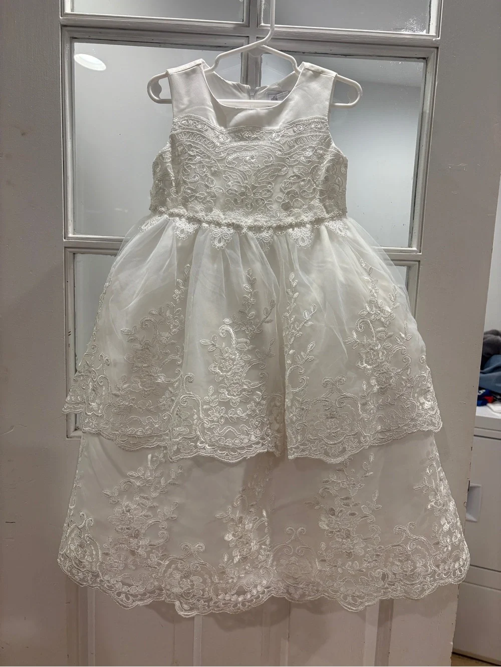 Gymboree White Lace Applique Tiered Formal Dress